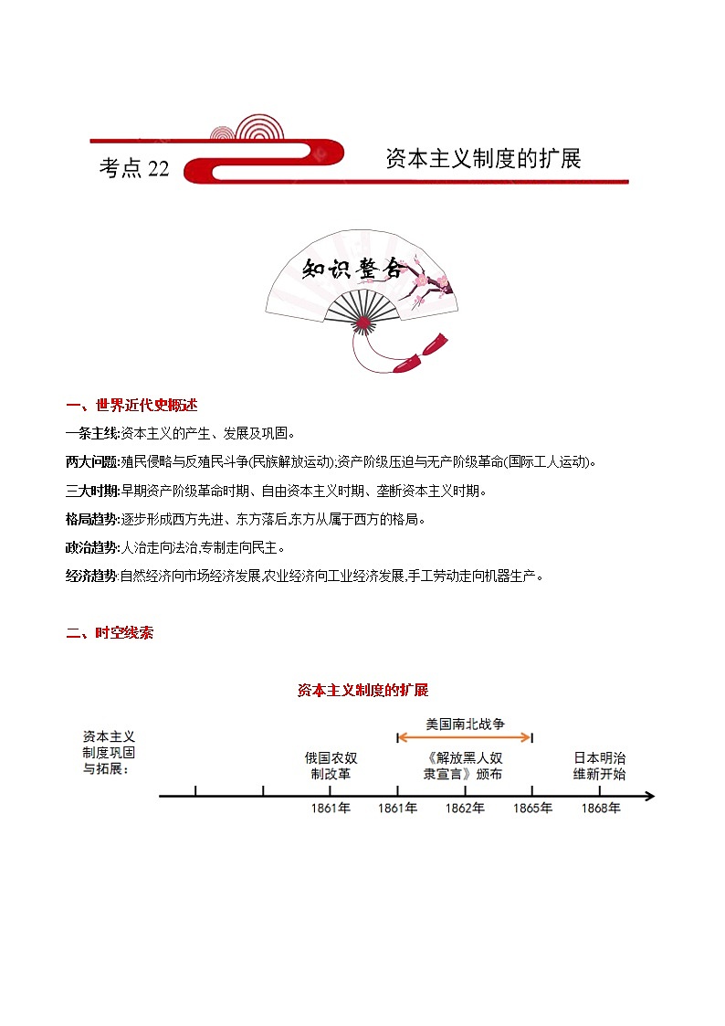 初中历史中考复习 考点22 资本主义制度的扩展-备战2021年中考历史考点一遍过【 名师堂】第1页