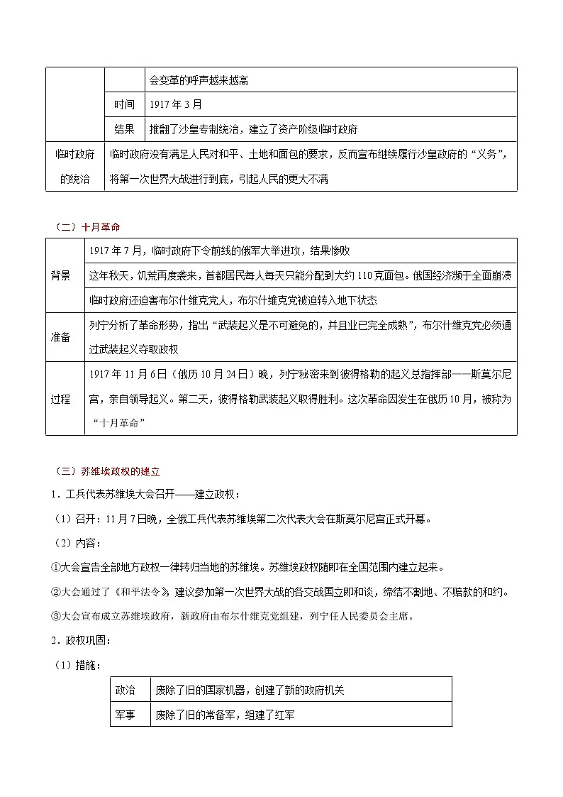 初中历史中考复习 考点24 第一次世界大战和战后初期的世界-备战2020年中考历史考点一遍过 试卷03