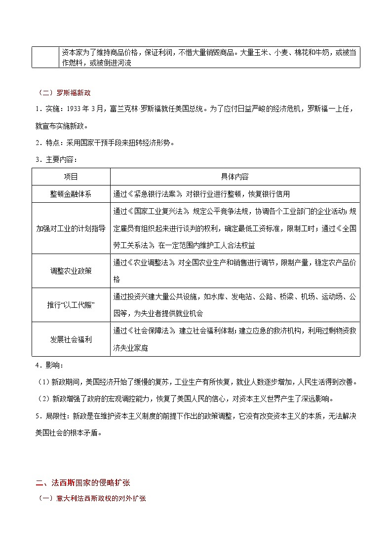 初中历史中考复习 考点25 经济大危机和第二次世界大战-备战2020年中考历史考点一遍过第2页