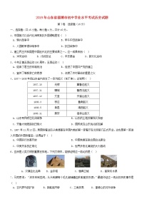 初中历史中考复习 山东省淄博市2019年中考历史真题试题