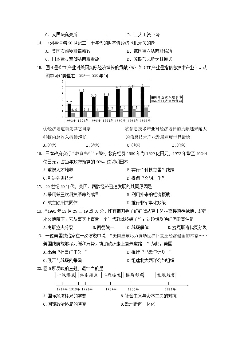 初中历史中考复习 四川省雅安市2015年中考历史真题试题（含答案）03