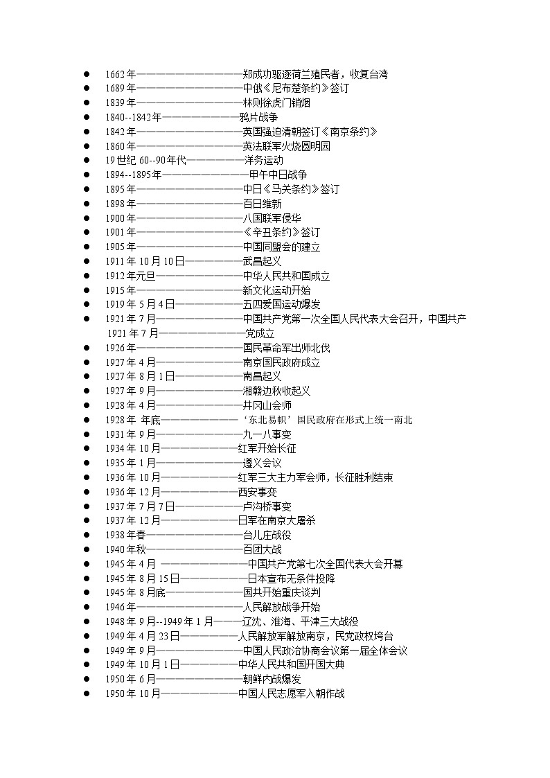初中历史中考复习 中国历史重大事件发生的时间表第2页