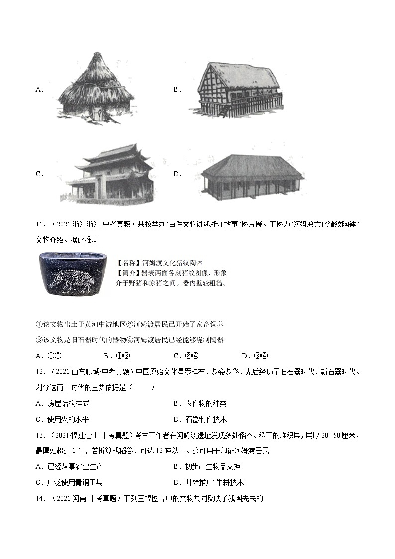 初中历史中考复习 专题01 史前时期：中国境内早期人类与文明的起源（考）（原卷版）第3页