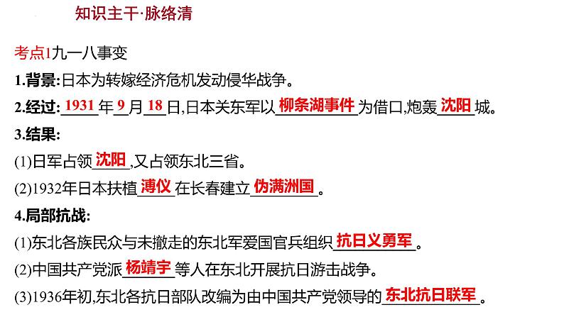 2023年中考历史一轮复习课件：第十一单元 中华民族的抗日战争第4页