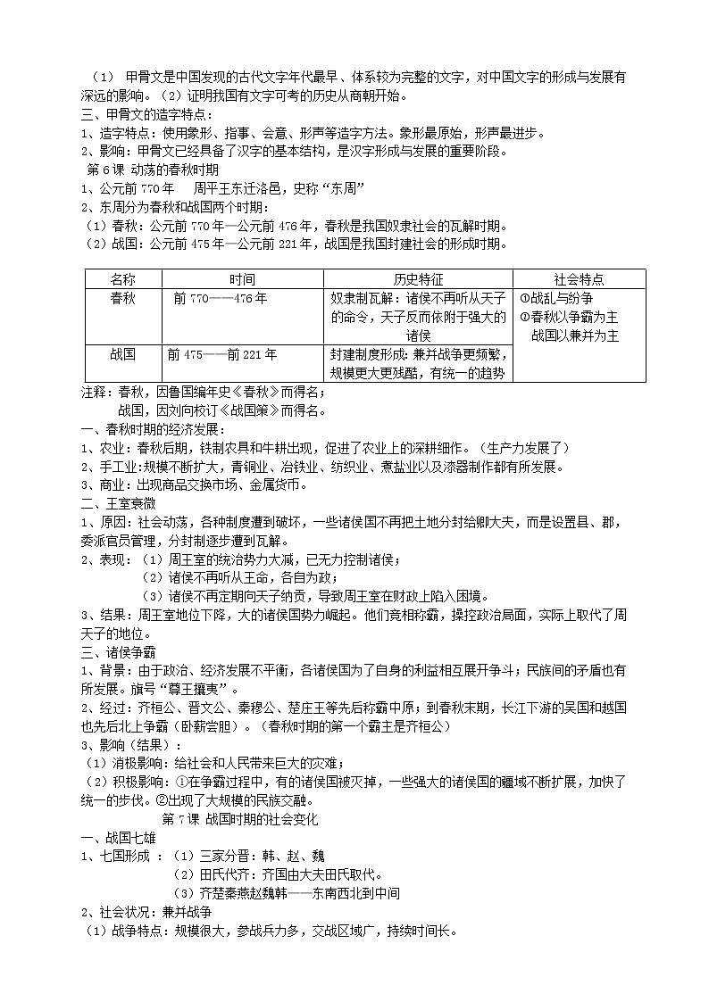 七上第二单元夏商周时期：早期国家与社会变革A卷———知识点精讲+2022真题练习（教师版）第3页