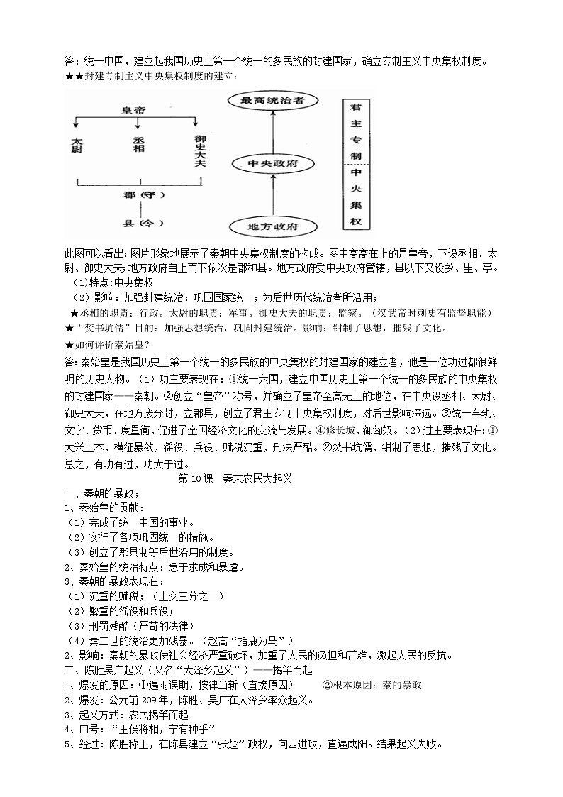 七上第三单元秦汉时期：统一多民族国家的建立和巩固B卷———知识点精讲+2022真题练习（教师版）第2页