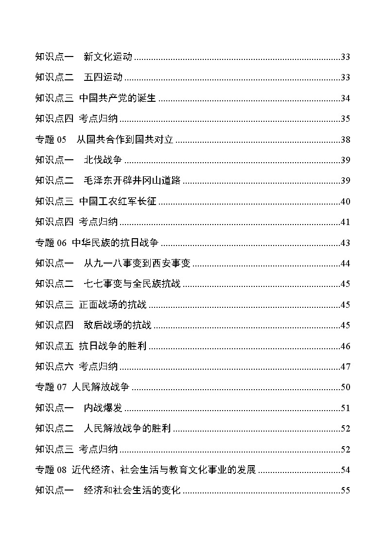 初中历史中考复习 专题03 中国近代史（八年级上册）-【口袋书】2022年中考历史必背知识手册第2页