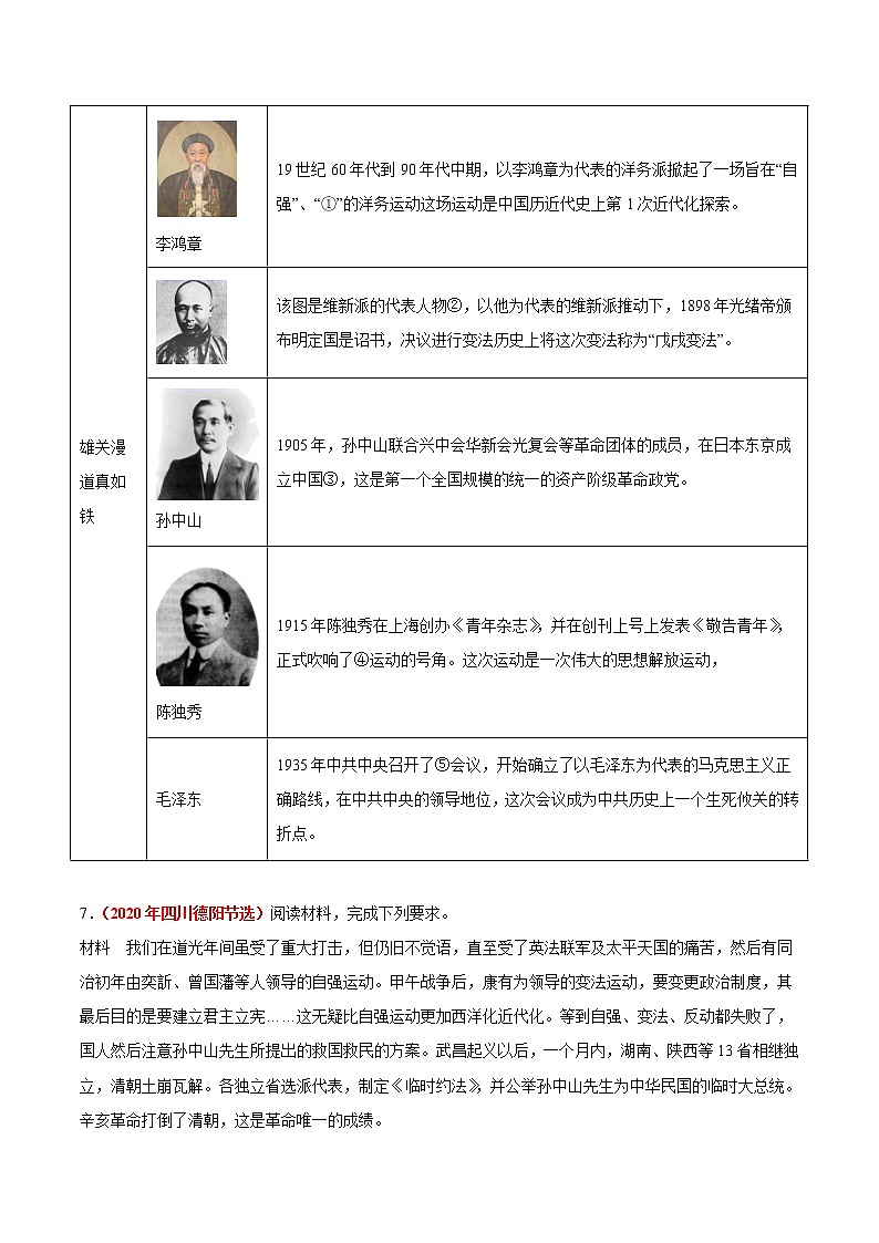 初中历史中考复习 专题09 资产阶级民主革命与中华民国的建立（第01期）-2020年中考历史真题分项汇编（原卷版）第3页