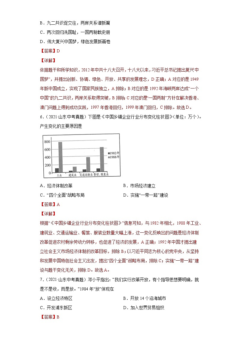 初中历史中考复习 专题17  中国特色社会主义道路（第01期）（解析版）第3页