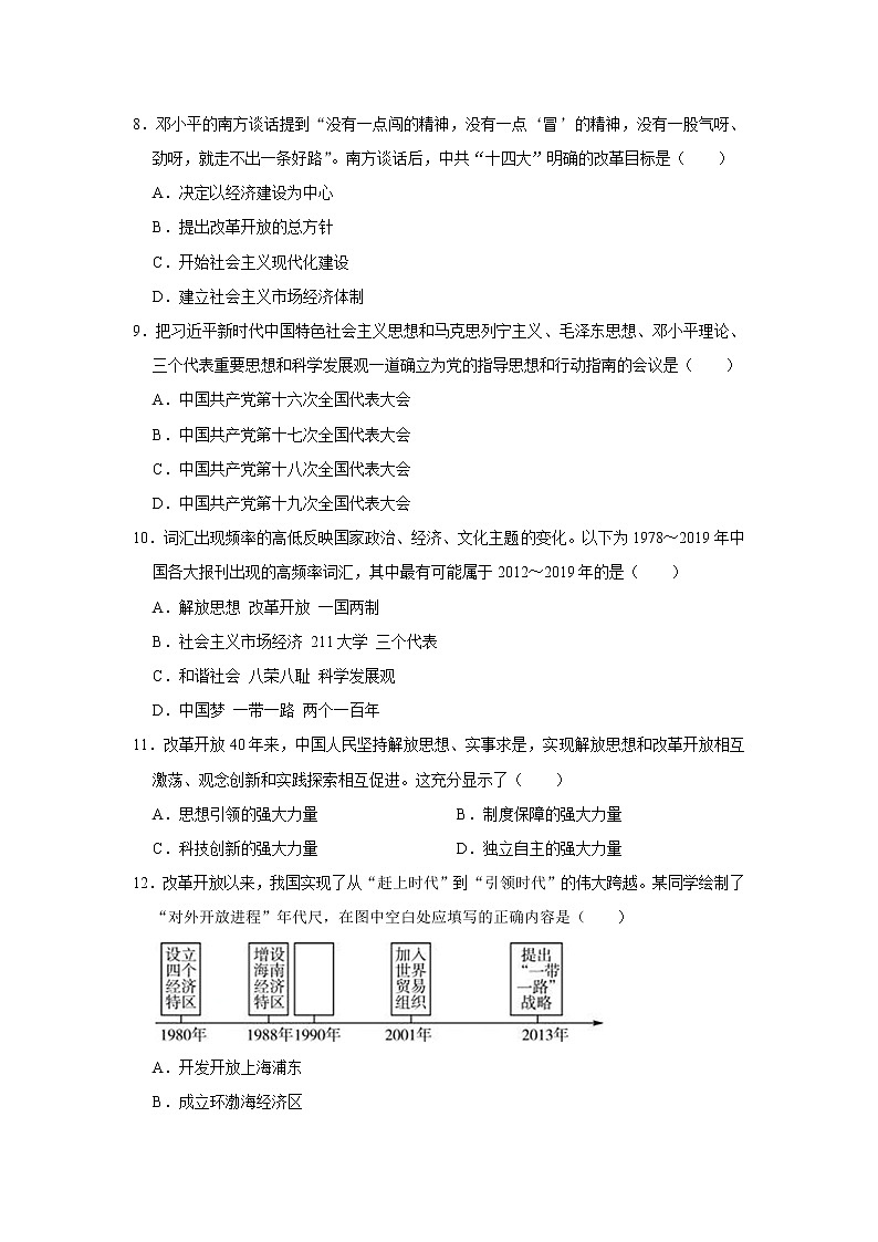 初中历史中考复习 专题18 中国特色社会主义道路（原卷版）第3页