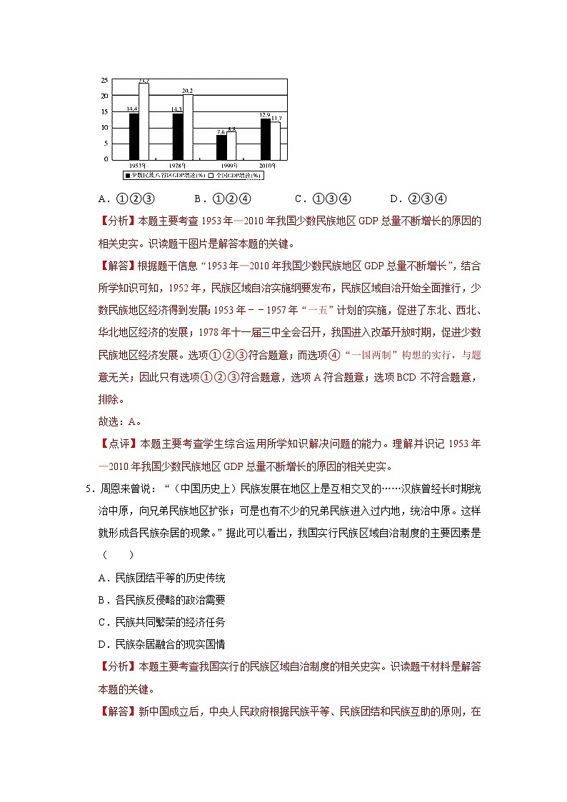 初中历史中考复习 专题19 民族团结与国家统一（解析版）第3页
