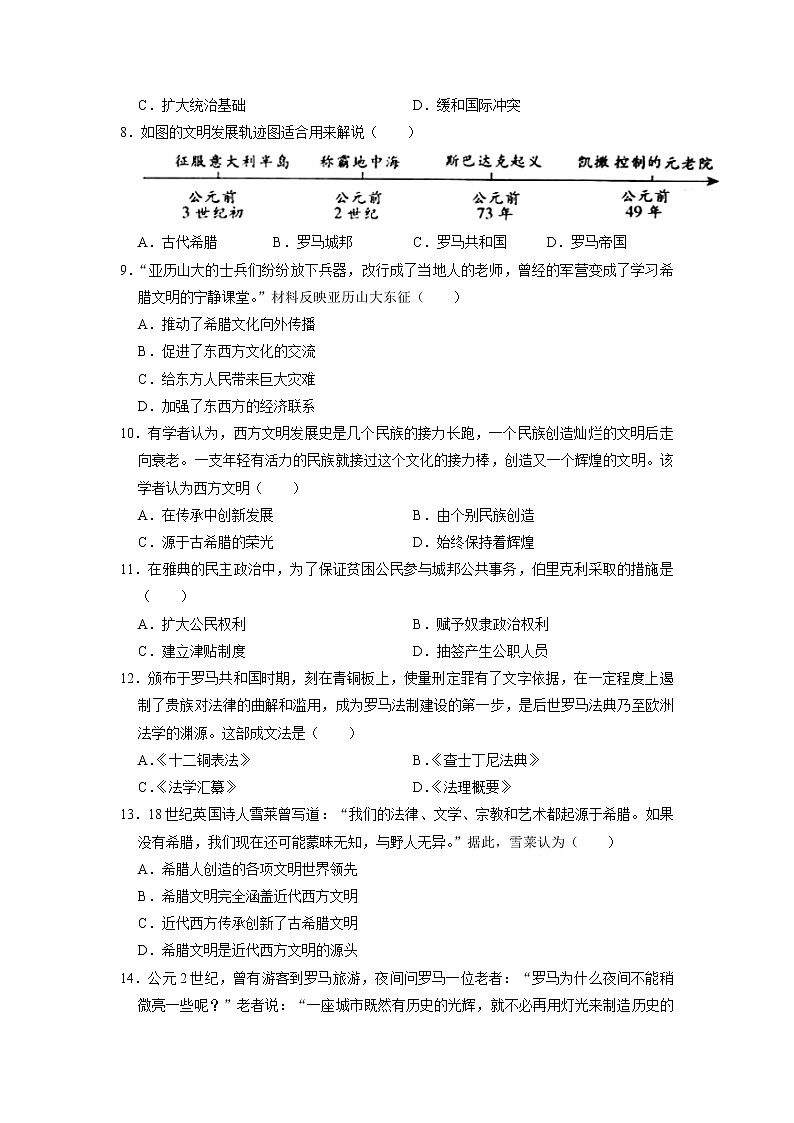 初中历史中考复习 专题23 古代欧洲文明（原卷版）第2页
