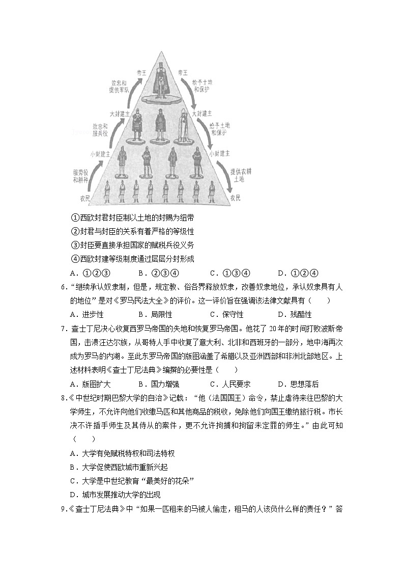 初中历史中考复习 专题24 封建时代的欧洲（原卷版）第2页