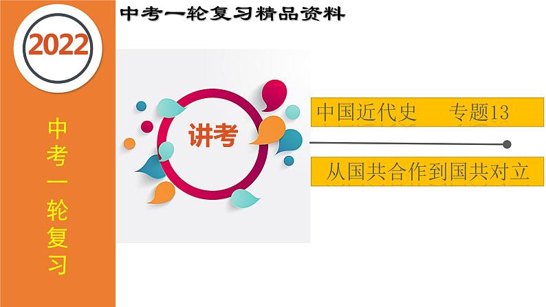 初中历史中考复习 专题13 从国共合作到国共对立（课件）-【中考培优】2022年中考历史一轮复习精品课件+专项训练（部编版）01