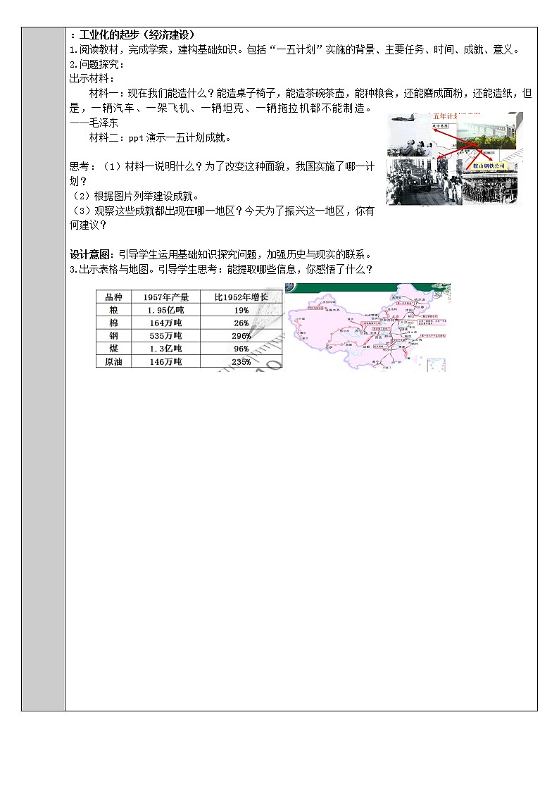 部编版八年级历史下册--第4课 工业化的起步和人民代表大会制度的确立（教学设计4）第2页