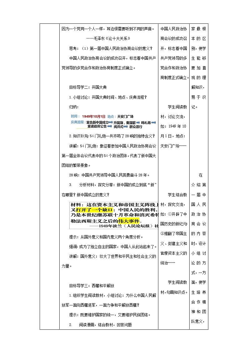 第1课 中华人民共和国成立核心素养教案  人教部编版八年级历史下册03