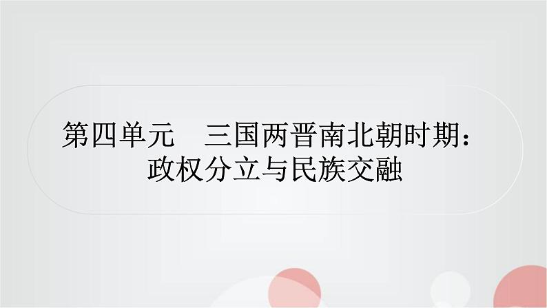 中考历史复习中国古代史第四单元三国两晋南北朝时期：政权分立与民族交融作业课件01