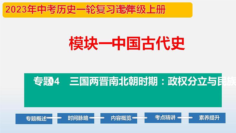 专题04 三国两晋南北朝时期：政权分立与民族交融-中考历史第一轮复习夯实基础靶向示范课件（部编版）01