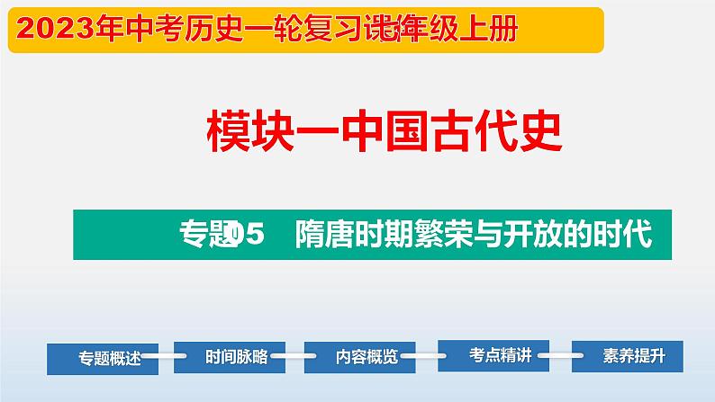 专题05  隋唐时期：繁荣与开放的时代-中考历史第一轮复习夯实基础靶向示范课件（部编版）01