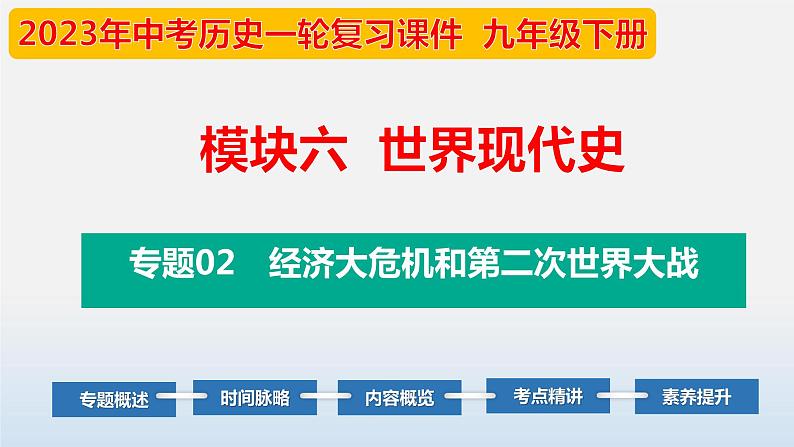 专题02 经济大危机和第二次世界大战-中考历史第一轮复习夯实基础靶向示范课件（部编版）01