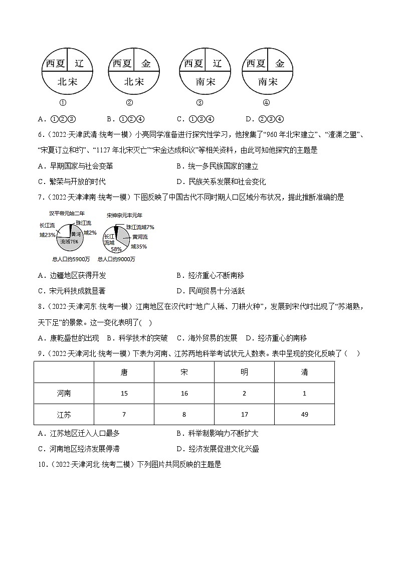 天津市2023年中考备考历史一轮复习辽宋夏金元时期：民族关系发展和社会变化 练习题02