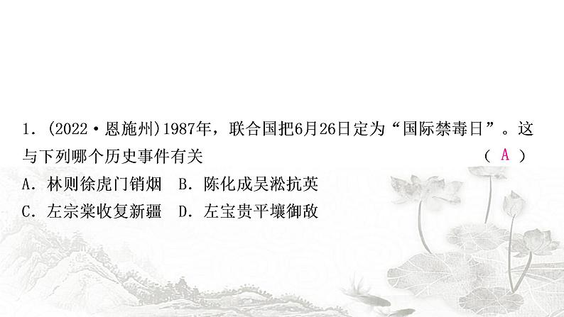 中考历史复习中国近代史第一单元中国开始沦为半殖民地半封建社会作业课件02