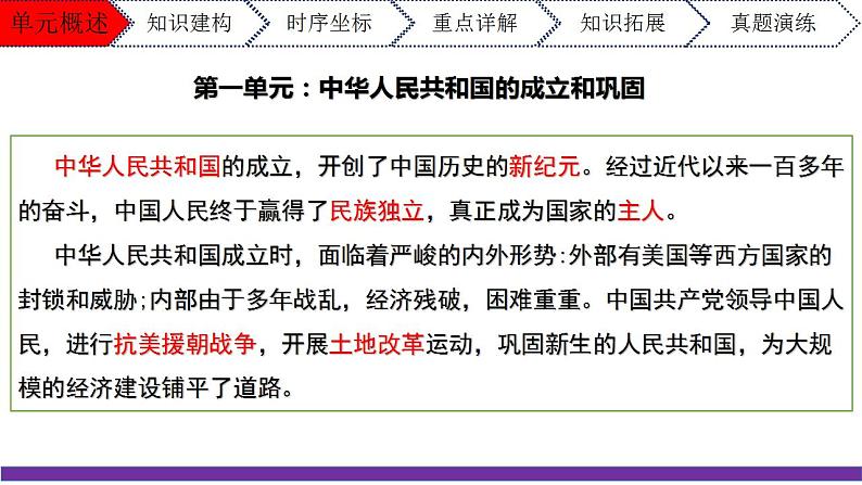 第一单元中华人民共和国的成立和巩固八年级历史下册期末复习大串讲（课件）02