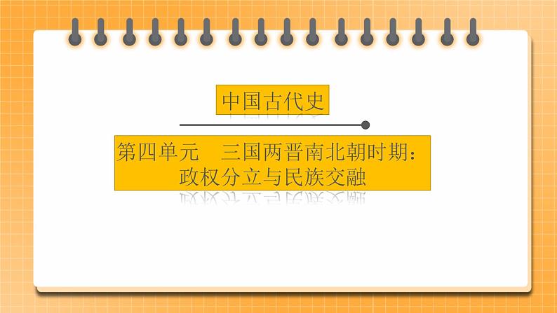 【中考一轮复习】2023年中考历史一轮复习课件 ：中国古代史《 第四单元 三国两晋南北朝：政权分立与民族融合》01