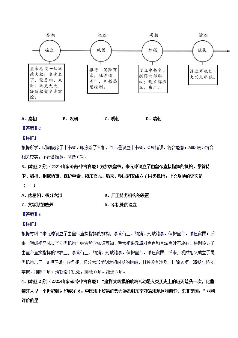 【中考一轮复习】中考历史一轮复习背诵+精讲+讲练：专题07 《明清时期：统一多民族国家的巩固与发展》（精品课件+背诵清单+真题演练）02