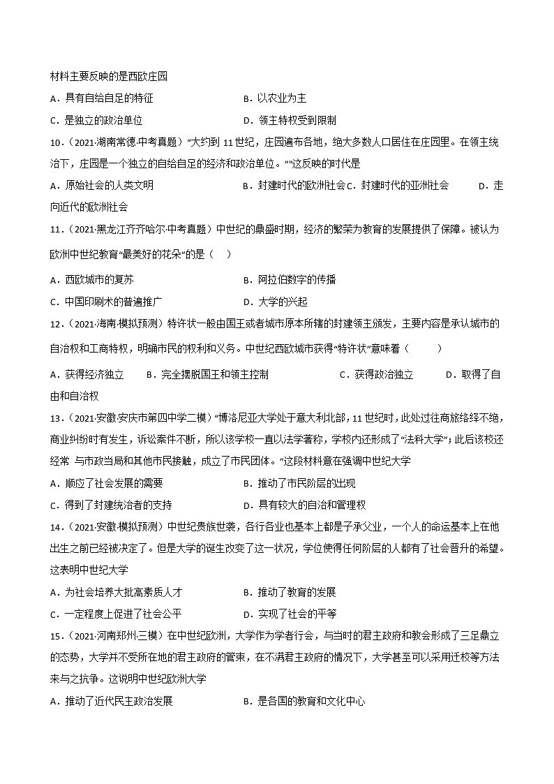 【备考2023】中考历史一轮复习：专题24《封建时代的欧洲》（九上）（精品课件+学评案+真题演练）03