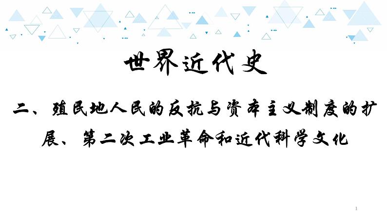 中考总复习历史17世界近代史二、殖民地人民的反抗与资本主义制度的扩展、第二次工业革命和近代科学文化课件第1页