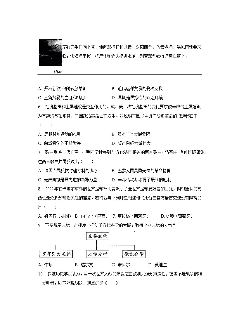 2022-2023学年山西省太原市九年级（上）期末历史试卷（含解析）02