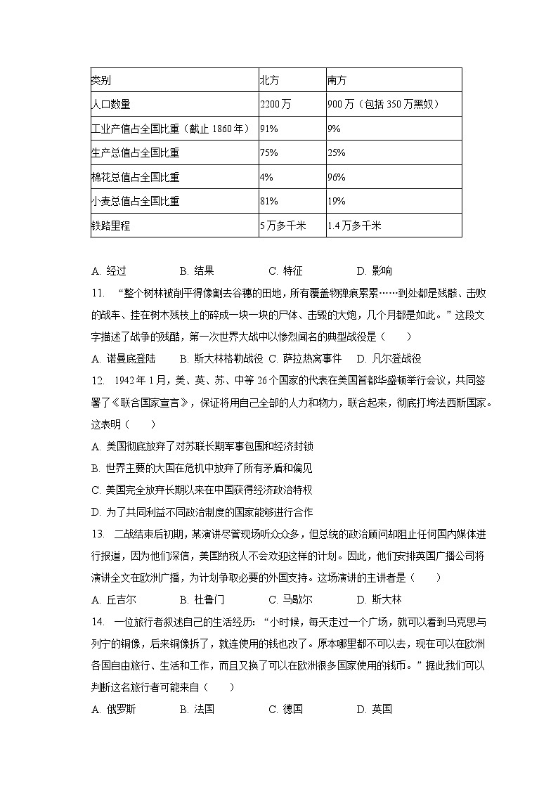 2022-2023学年湖南省长沙市开福区青竹湖湘一外国语学校九年级（上）期末历史试卷（含解析）第3页