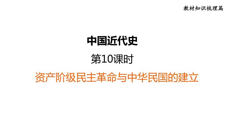 部编版历史中考一轮复习--教材知识梳理10. 资产阶级民主革命与中华民国的建立（复习课件）01