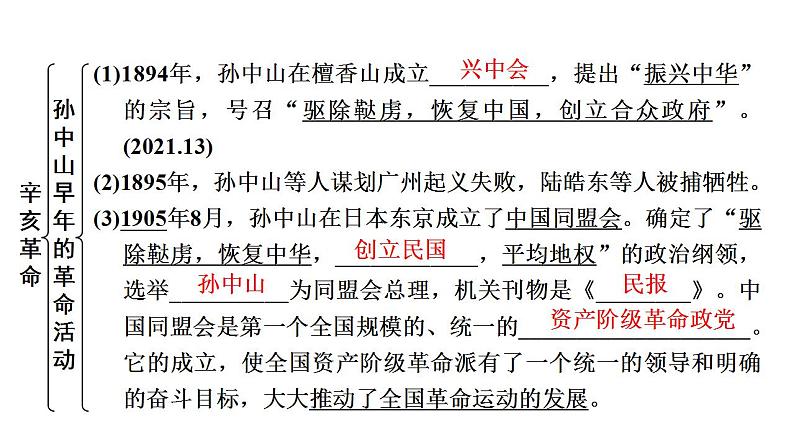 2023年广东省中考历史一轮复习教材梳理中国近代史第三单元 资产阶级民主革命与中华民国的建立 课件07