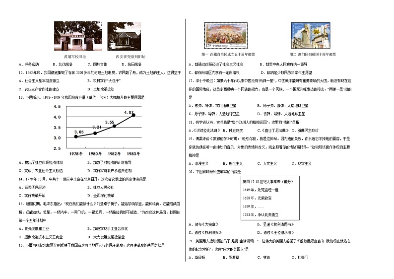 历史（天津卷）-学易金卷：2023年中考第一次模拟考试卷02