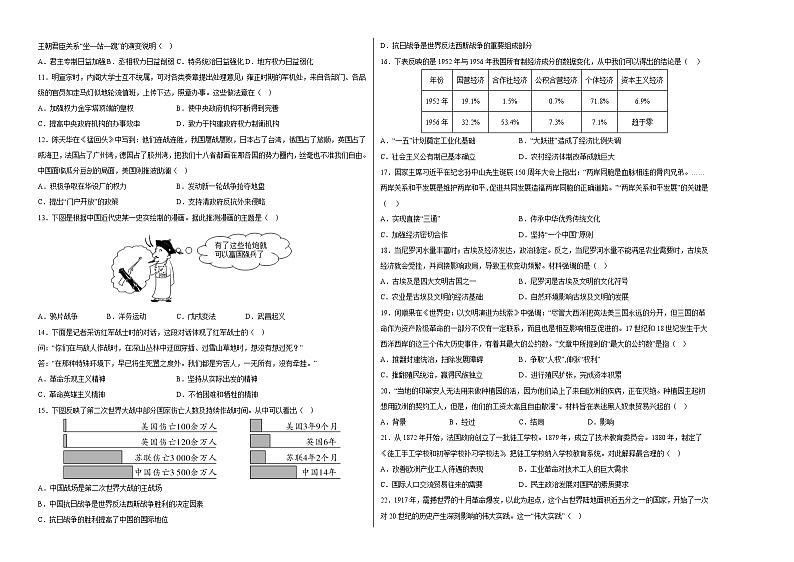 历史（四川成都卷）-学易金卷：2023年中考第一次模拟考试卷02