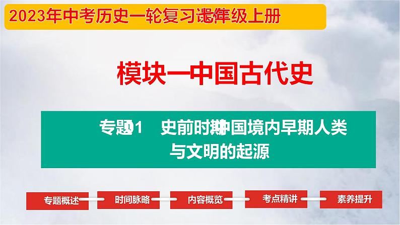 2023年中考历史第一轮复习夯实基础-- 专题01 史前时期中国境内早期人类与文明的起源（部编版精品课件）第3页