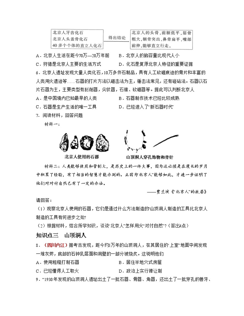 部编版七年级历史上册第1课  中国境内早期人类的代表——北京人 课件（含视频）+教案+素材+背记要点清单+同步分层作业含解析卷02