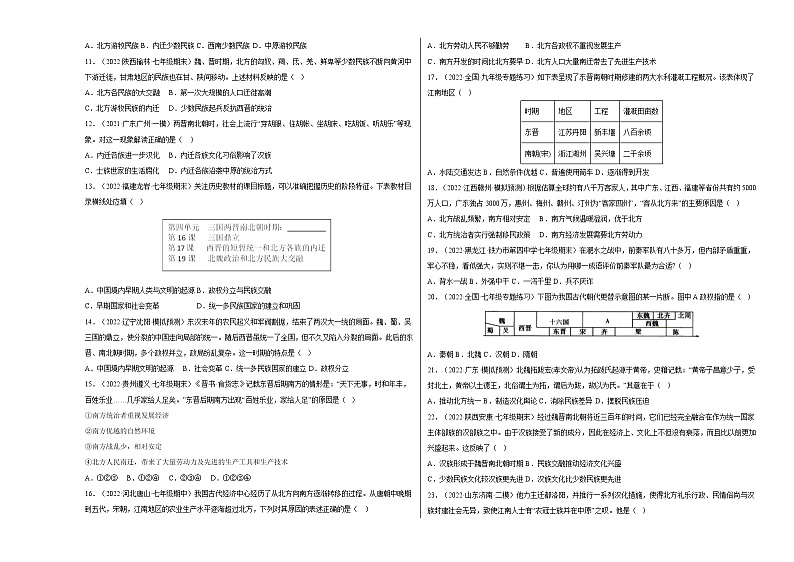 部编版七年级历史上册第四单元  三国两晋南北朝时期：政权分立与民族交融  单元复习 课件+单元试卷含解析卷02