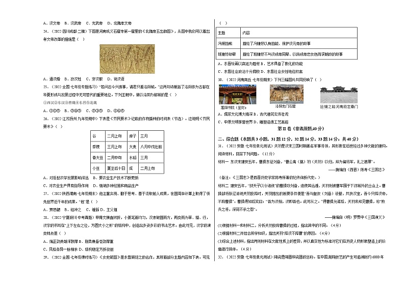 部编版七年级历史上册第四单元  三国两晋南北朝时期：政权分立与民族交融  单元复习 课件+单元试卷含解析卷03
