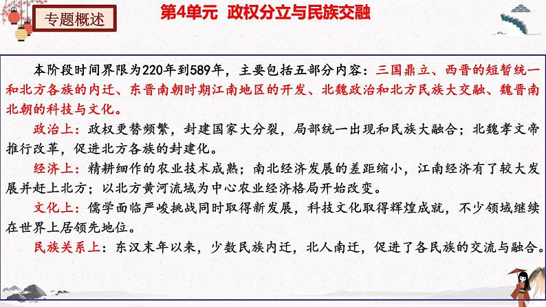 部编版七年级历史上册第四单元  三国两晋南北朝时期：政权分立与民族交融  单元复习 课件+单元试卷含解析卷02