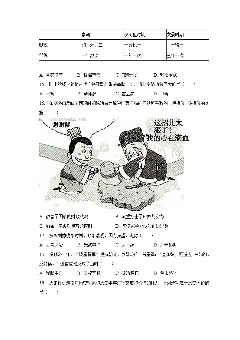 2022-2023学年四川省成都市彭州市七年级（上）期末历史试卷（含解析）03