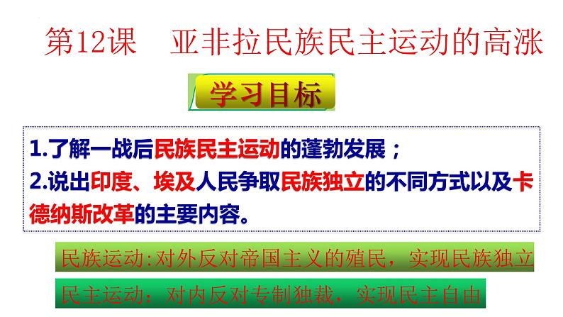 第三单元第十二课亚非拉民族民主运动的高涨 课件 部编版九年级历史下册第1页