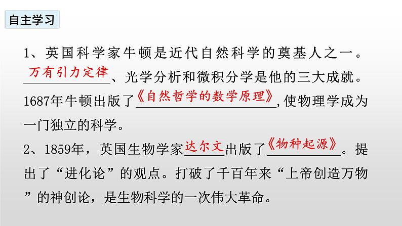 第二单元第七课近代科学与文化 课件 部编版九年级历史下册第5页