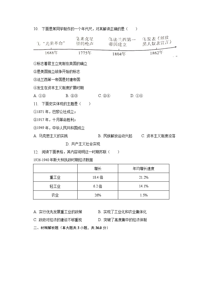 2023年陕西省西安市蓝田县中考历史一模试卷（含解析）03