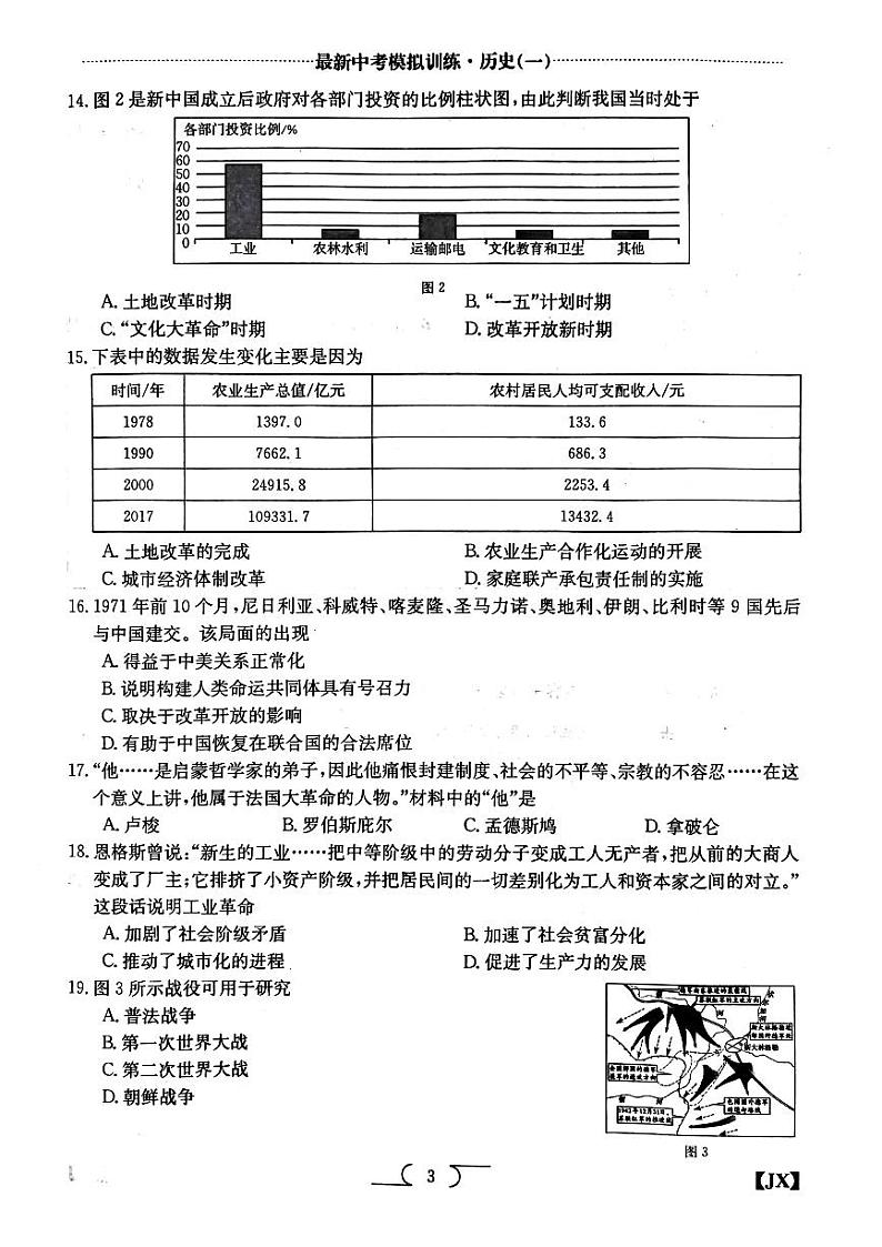 江西省鹰潭市余江区正源学校2022-2023学年九年级下学期3月月考历史试题03