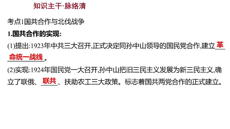 2023年山东省淄博市中考历史（部编版五四学制）一轮复习  第十二单元　从国共合作到国共对立 课件第3页