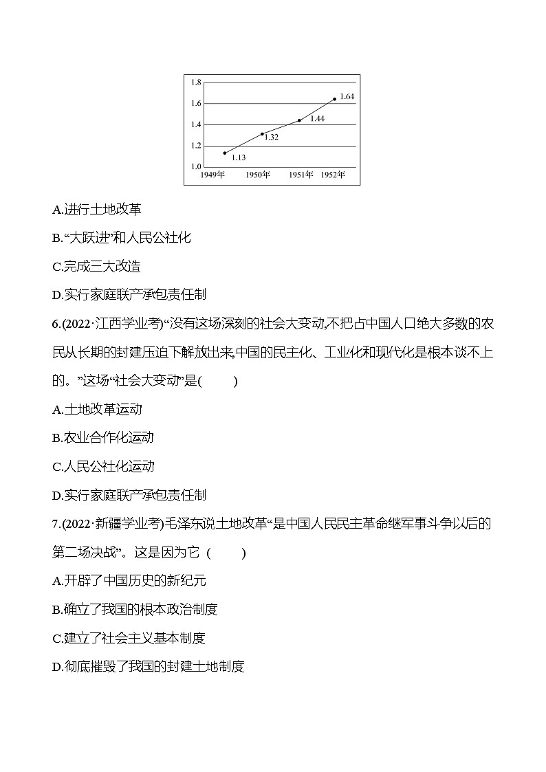 2023年山东省淄博市中考历史（部编版五四学制）一轮复习  第十五单元　中华人民共和国的成立和巩固 中考真题（学生版）第3页