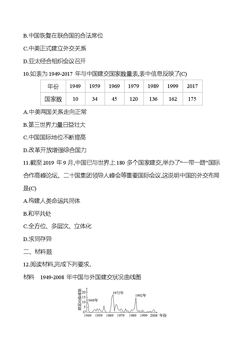 2023 中考一轮复习 初中历史 八年级下册　第五单元　国防建设与外交成就 提分作业（教师版）第3页